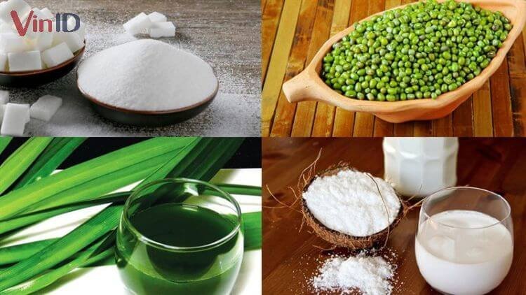 Nguyên liệu chế biến bánh nậm nhân đậu xanh Nguyên liệu chế biến bánh nậm nhân đậu xanh