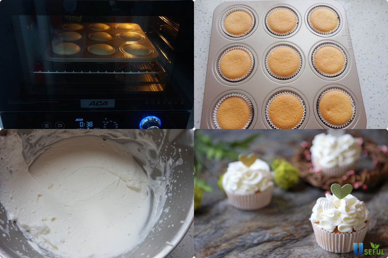 Trộn bột bánh cupcake và cho vào khuôn nướng