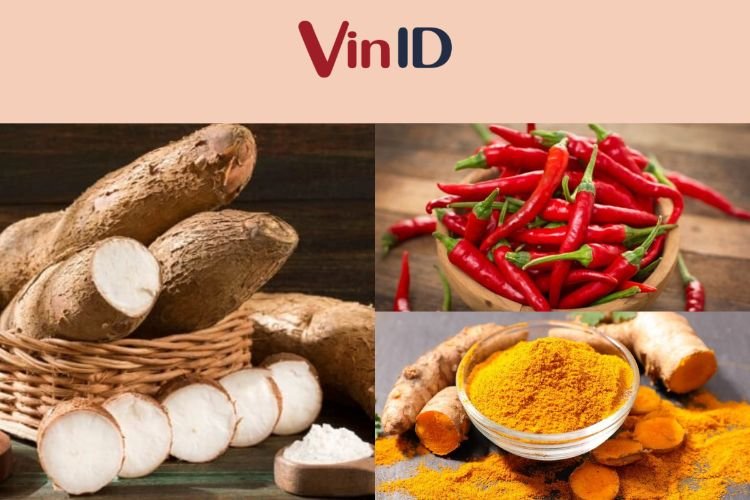 Nguyên liệu để làm món bánh cay khoai mì truyền thống Nguyên liệu để làm món bánh cay khoai mì truyền thống