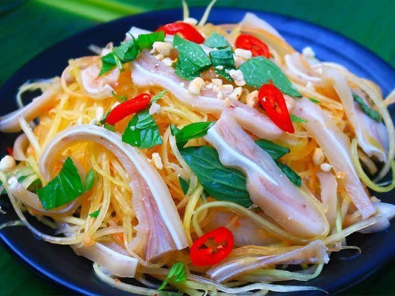 Nguyên liệu chuẩn bị cho món nộm đu đủ
