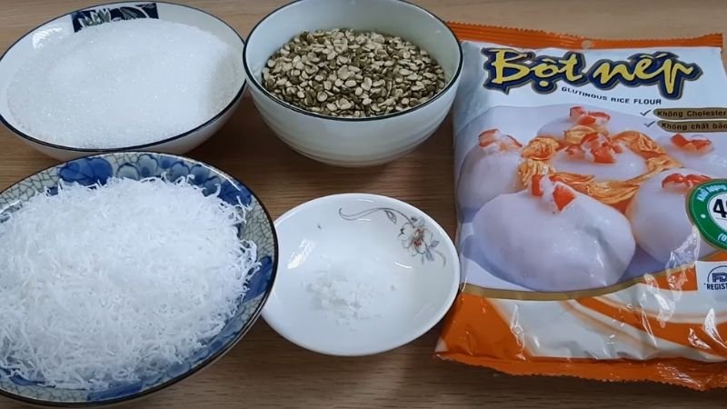 Nguyên liệu làm bánh rợm nhân đậu xanh dừa