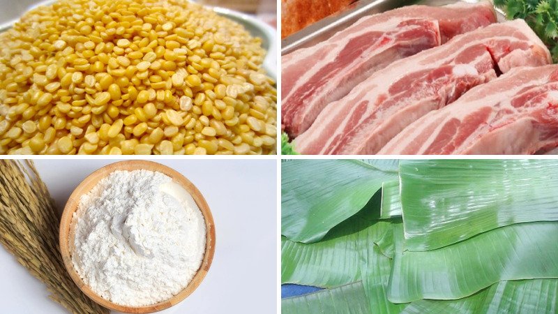 Nguyên liệu làm món bánh rợm nhân thịt