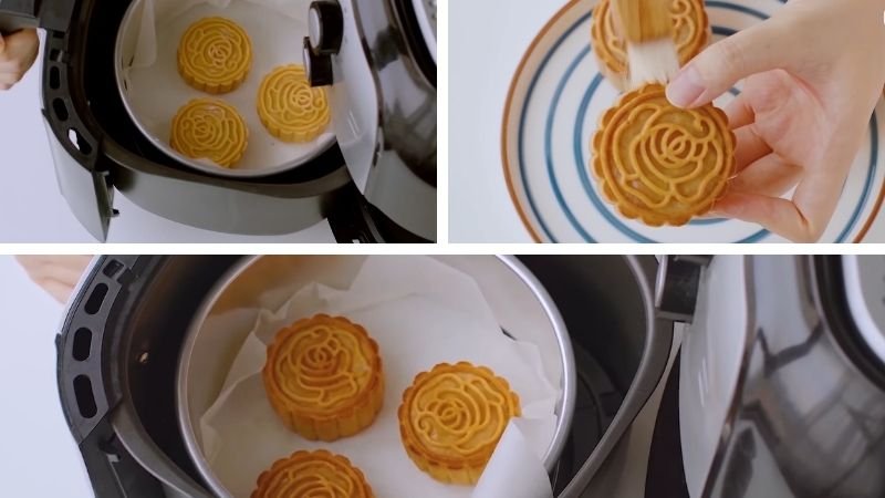 Nướng bánh lần 1 và quét bề mặt, sau đó nướng lần 2 Nướng bánh lần 1 và quét bề mặt, sau đó nướng lần 2