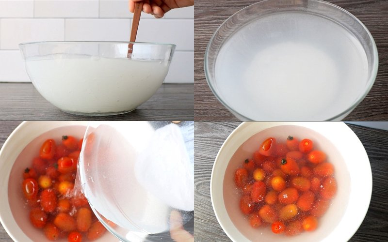 Ngâm cà chua với nước vôi trong Ngâm cà chua với nước vôi trong