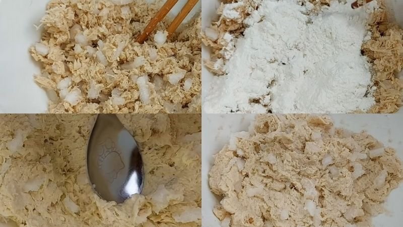 Trộn các nguyên liệu và nhào nặn Trộn các nguyên liệu và nhào nặn