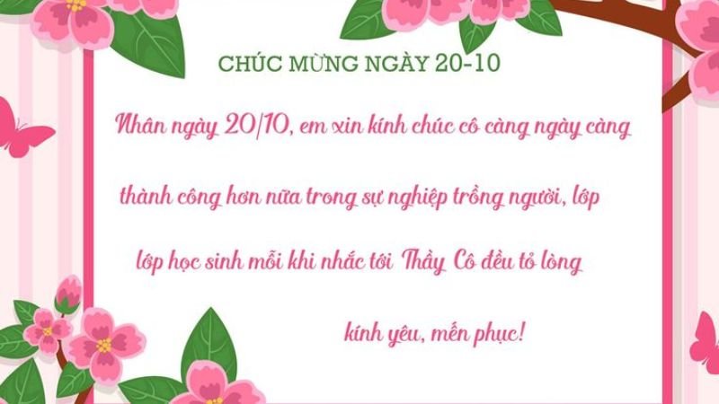 Thiệp 20/10 dành tặng cô giáo