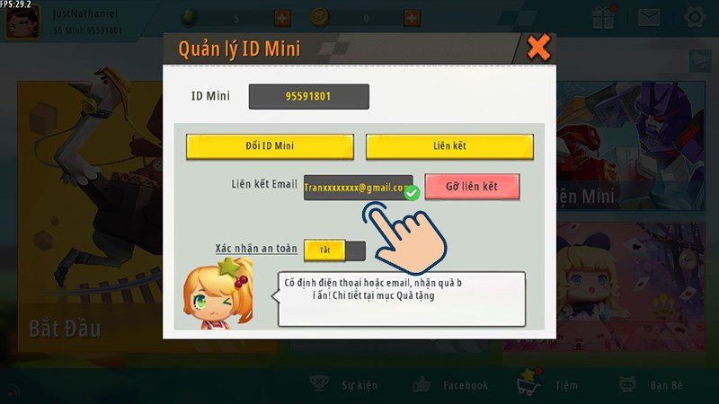 Quay lại giao diện quản lý ID bạn sẽ thấy tài khoản email của mình đã được liên kết.