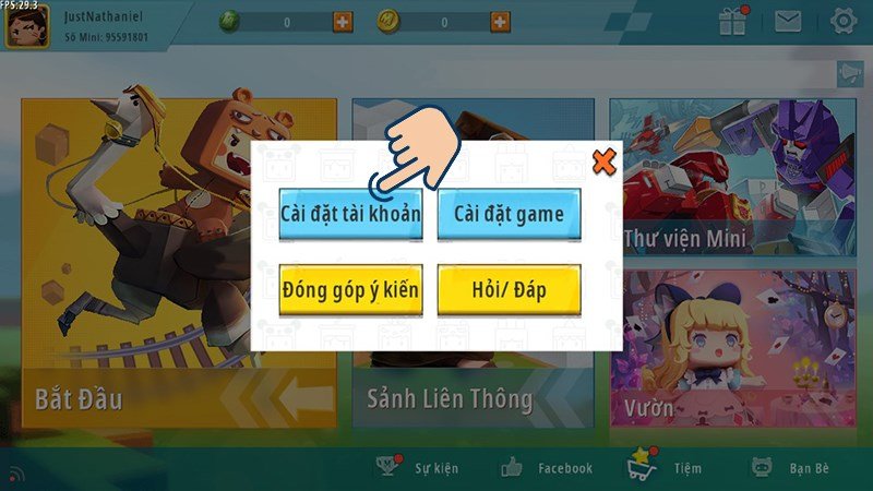 Tiếp tục chọn vào Cài đặt tài khoản.