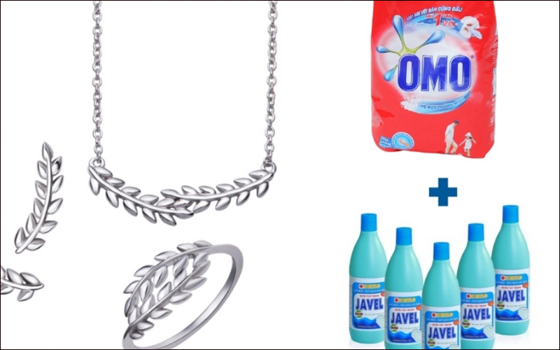 Làm sáng trang sức bạc bằng bột giặt và nước javel