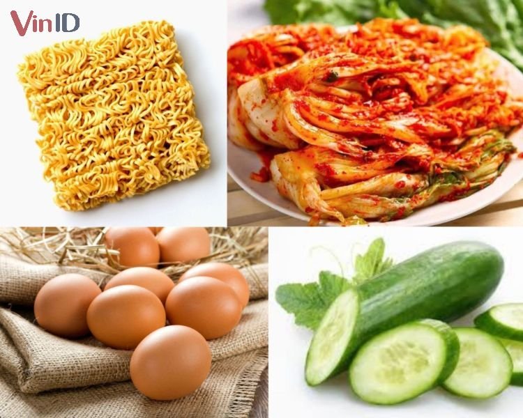 Nguyên liệu làm mì trộn kim chi 