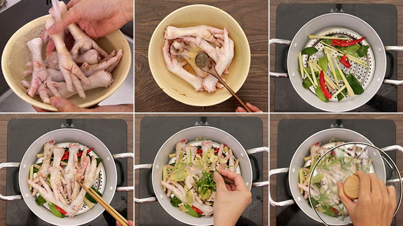 Chân gà hấp sả ớt Chân gà hấp sả ớt
