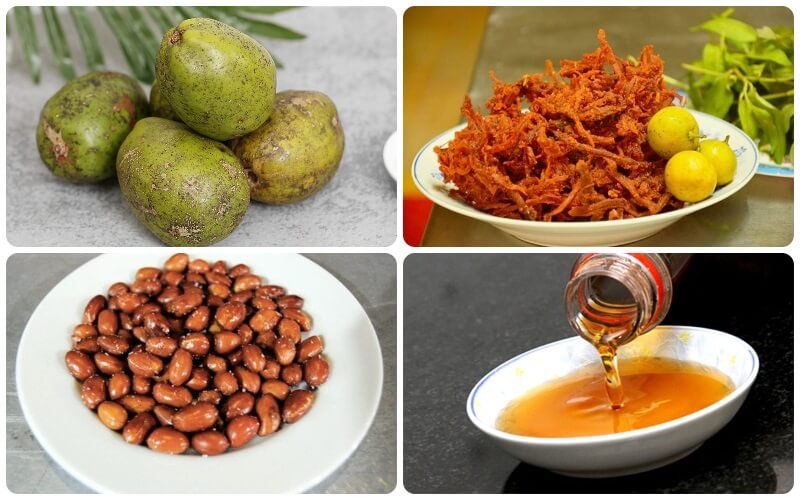 Nguyên liệu món cóc dầm khô bò Nguyên liệu món cóc dầm khô bò