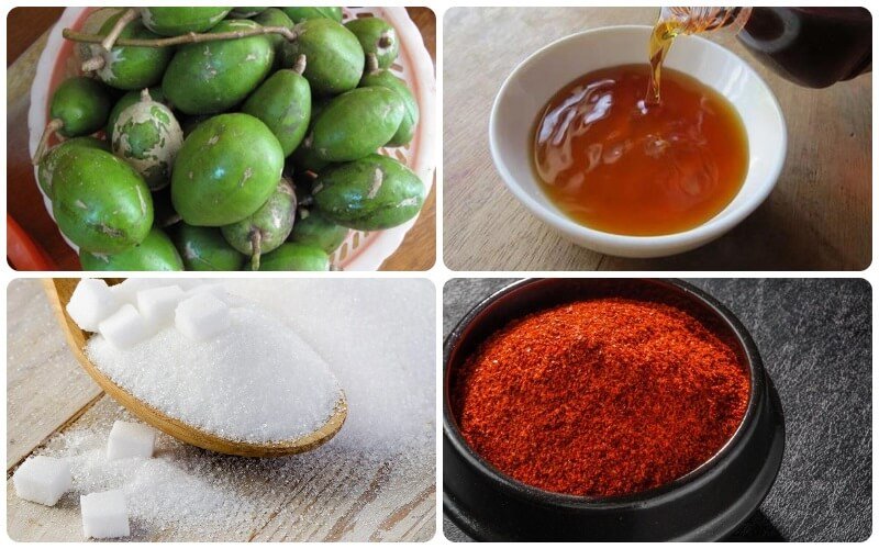 Nguyên liệu làm món cóc dầm chua ngọt Nguyên liệu làm món cóc dầm chua ngọt
