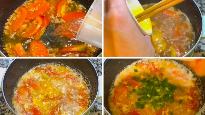 Nấu trứng với canh cà chua Nấu trứng với canh cà chua