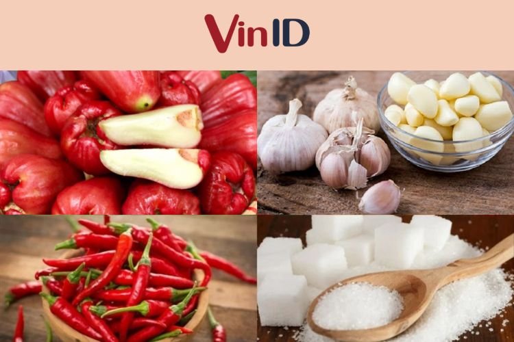Nguyên liệu cho món mận dầm tỏi ớt