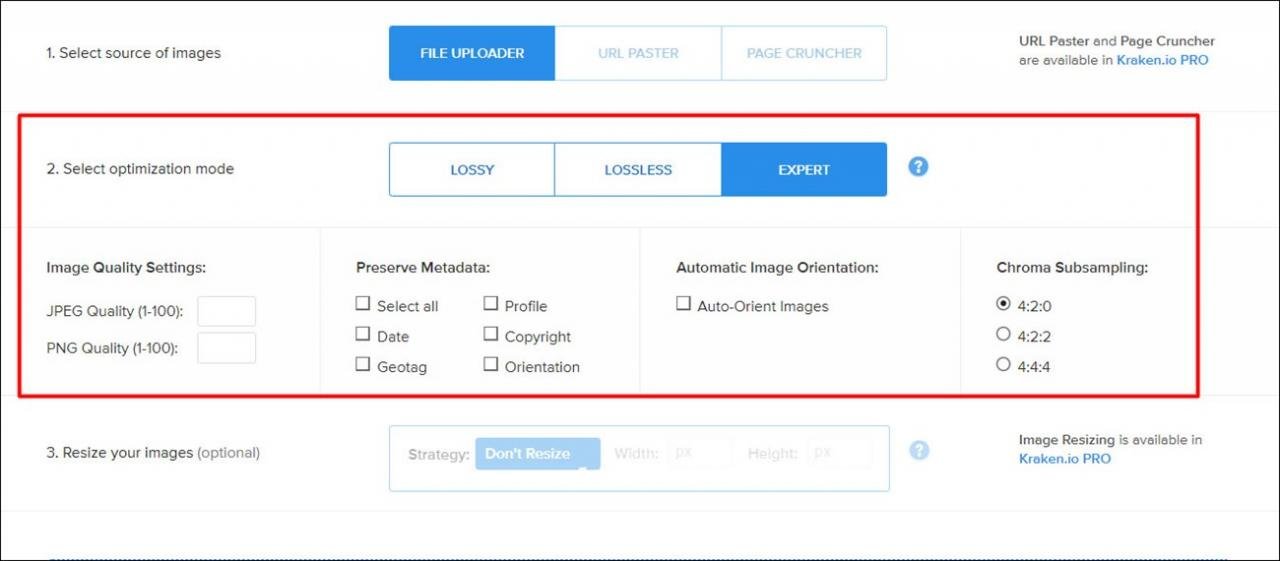 Tuỳ chọn cách thức giảm dung lượng ảnh