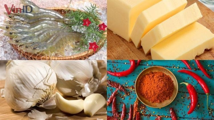 Nguyên liệu để làm tôm chiên bơ tỏi
