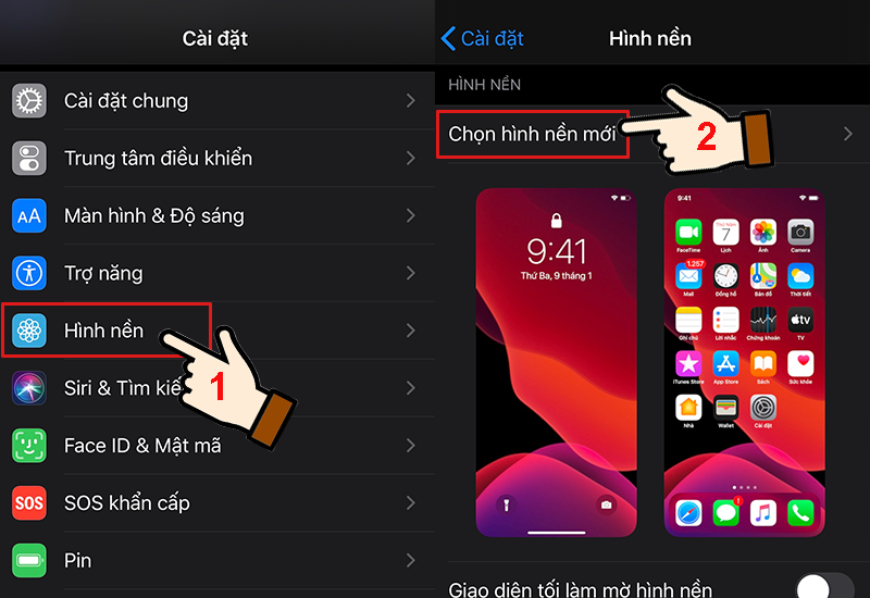 Cài hình nền bằng video vừa tải