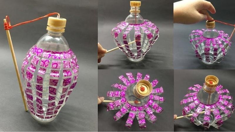 Mẫu đèn Trung thu bằng chai nhựa đẹp