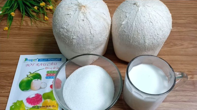 Nguyên liệu làm rau câu dừa non