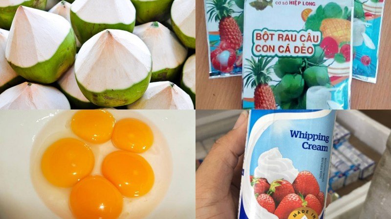 Một số nguyên liệu làm rau câu dừa bánh flan