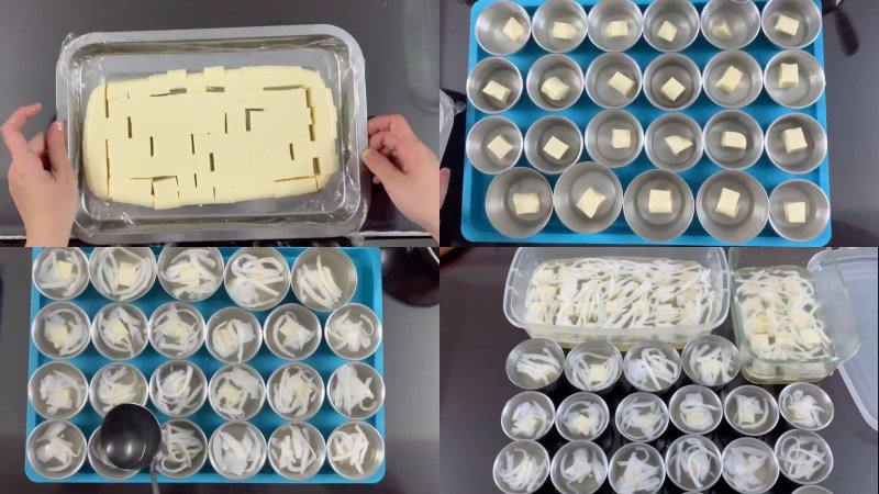 Hoàn thành rau câu dừa nhân bánh flan