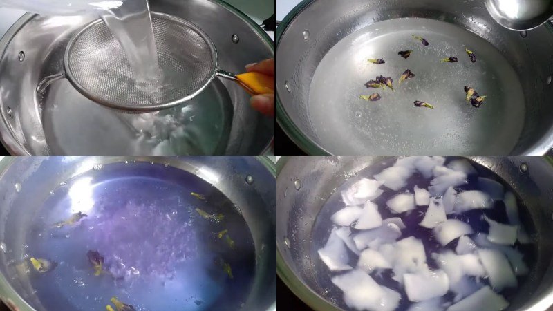 Nấu rau câu dừa hoa đậu biết