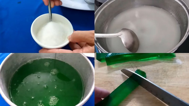 Nấu thạch rau câu lá dứa