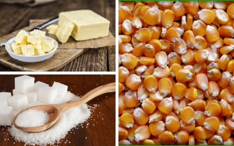 Nguyên liệu làm bắp rang bơ mặn