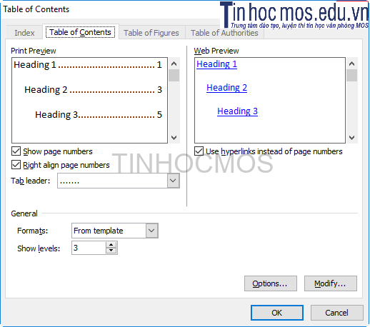 mục lục tự động