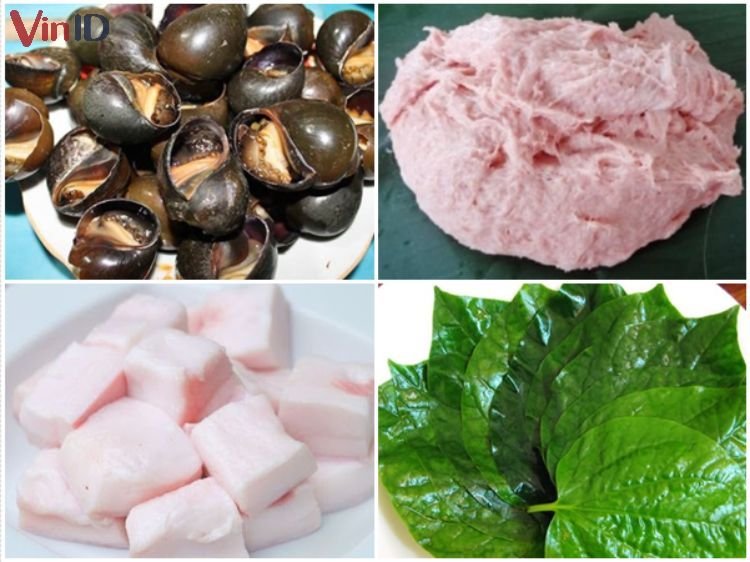 Nguyên liệu chế biến món chả ốc nấm hương
