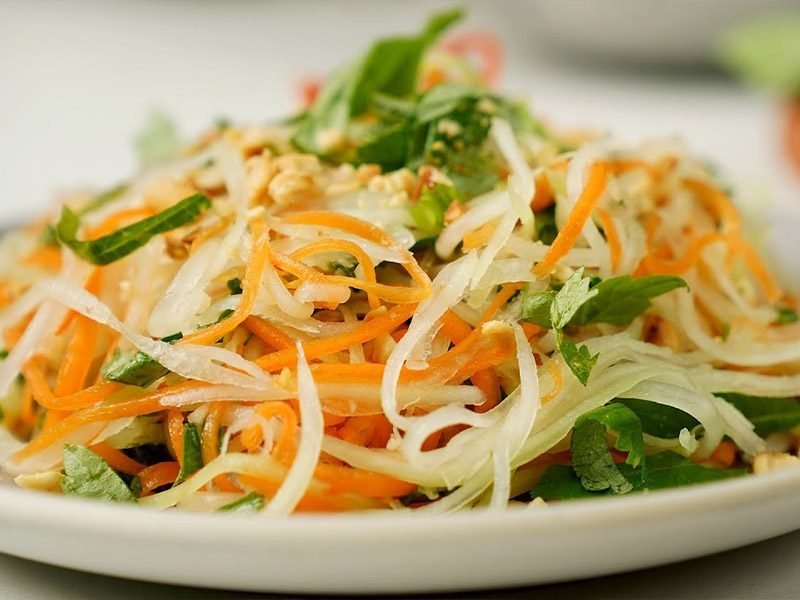 Nguyên liệu cần chuẩn bị món nộm đu đủ xanh cà rốt