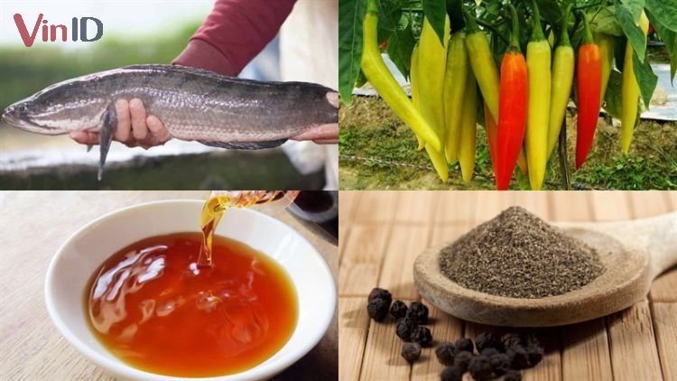 Nguyên liệu chế biến cá kho tiêu không cần dùng nước dừa