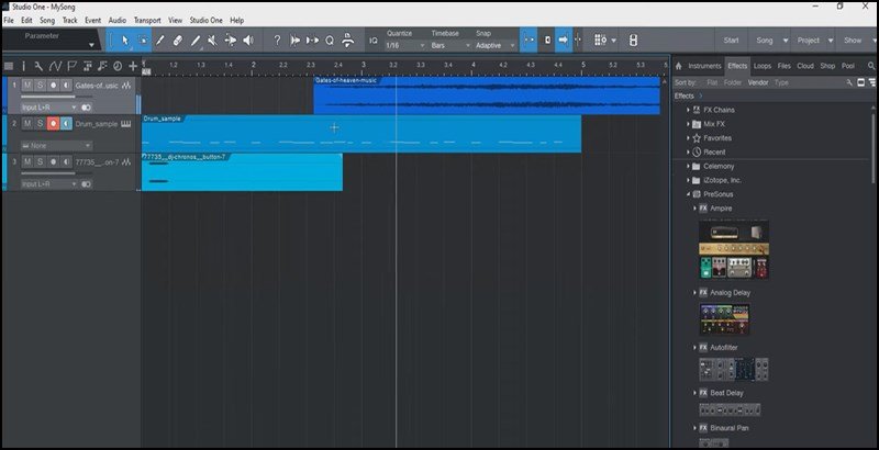 Giao diện làm nhạc với Presonus Studio One