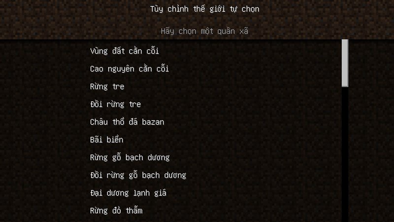 Tùy chỉnh thế giới mà bạn đã thiết lập