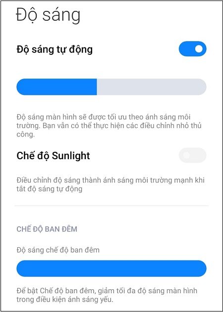 Điều chỉnh độ sáng màn hình Điều chỉnh độ sáng màn hình