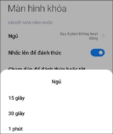 Điều chỉnh thời gian tắt màn hình khi không hoạt động Điều chỉnh thời gian tắt màn hình khi không hoạt động