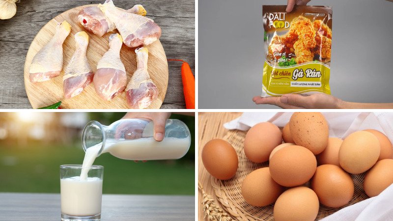 Nguyên liệu làm bông hoa đùi gà chiên giòn
