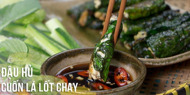 Cách làm đậu hũ cuốn lá lốt chay