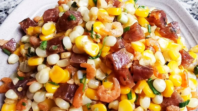 Bắp xào tôm khô lạp xưởng