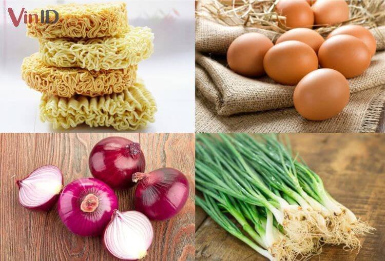 Nguyên liệu mì xào trứng đơn giản Nguyên liệu mì xào trứng đơn giản