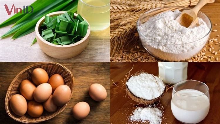 Nguyên liệu để làm bánh tổ ong lá dứa