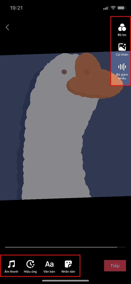 ạn có thể sử dụng bộ lọc, thêm hiệu ứng, chèn chữ vào video TikTok,... với các biểu tượng tương ứng