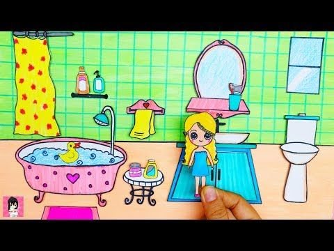 Ngôi nhà búp bê giấy #7- PHÒNG TẮM / MINIATURE ...