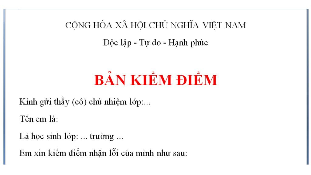 viết bản kiểm điểm
