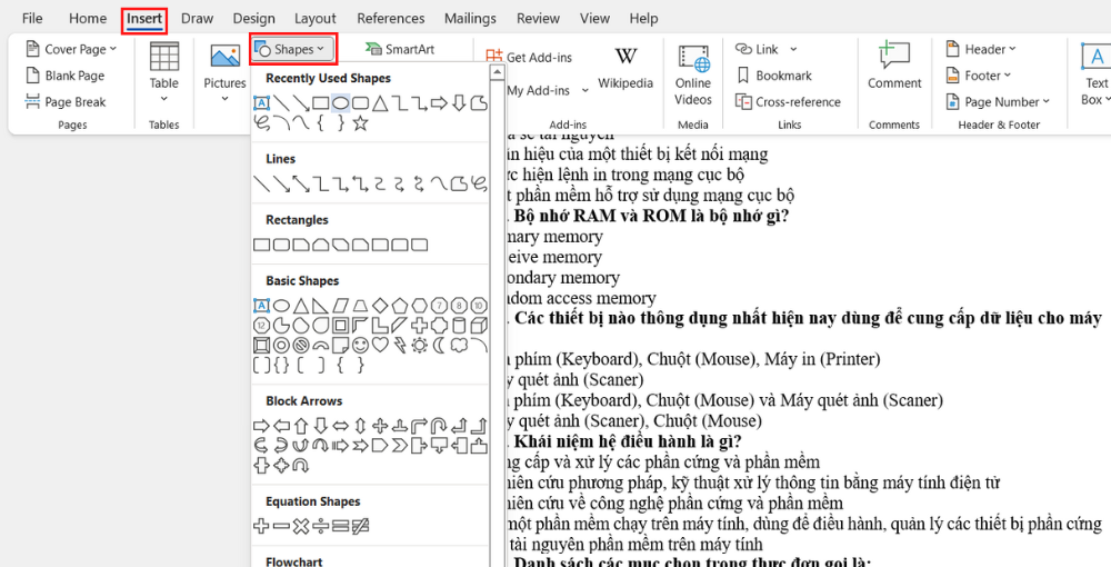 Cách khoanh tròn đáp án trong Word (5)