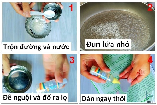 cách làm hồ dán giấy bằng đường đơn giản