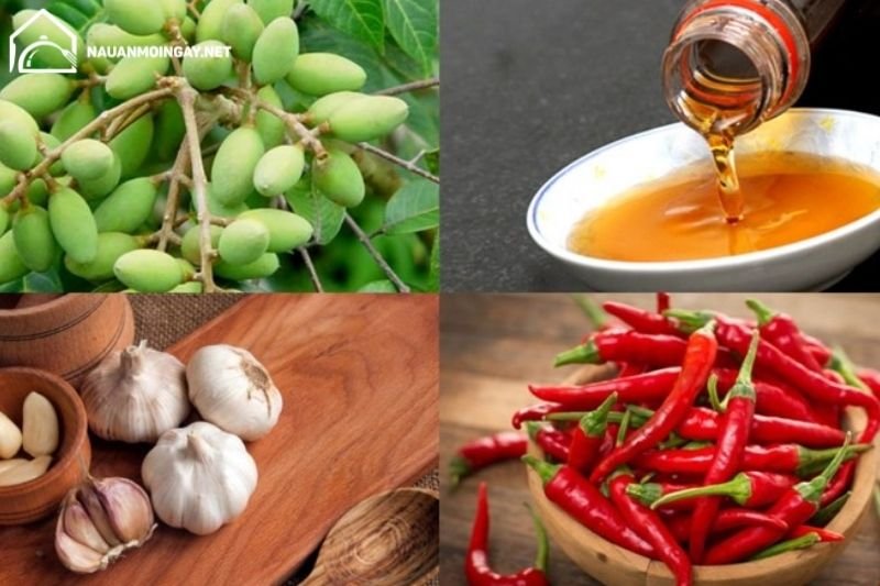 Chuẩn bị nguyên liệu làm trám ngâm mắm tỏi