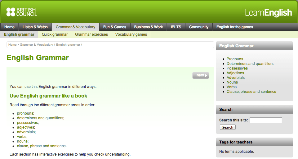 The British Council’s Grammar Exercises