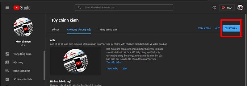 Chọn Xuất bản để hoàn thành Chọn Xuất bản để hoàn thành